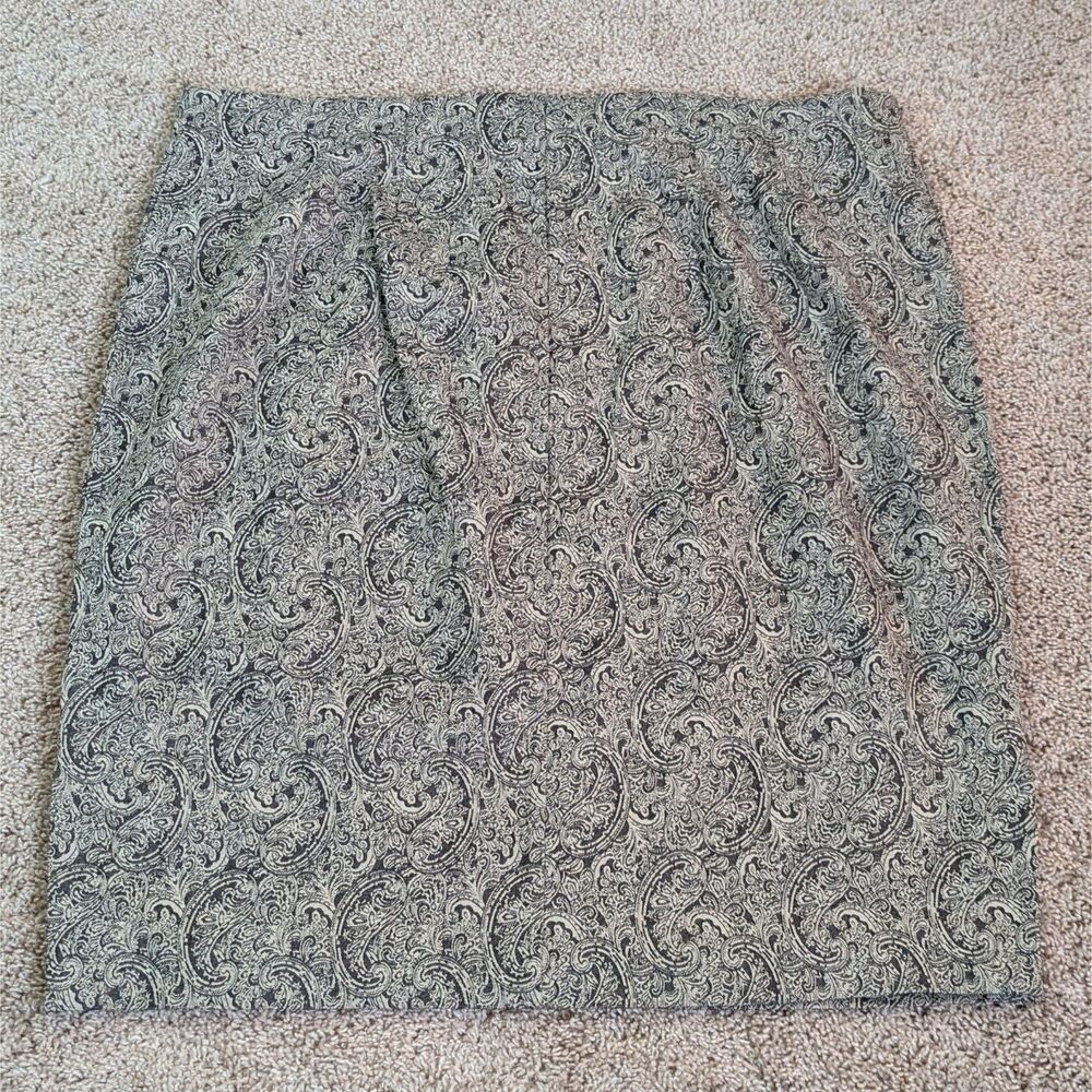 Lane Bryant Skirt Womens 24 Black Cream Paisley Straight Pencil Stretch